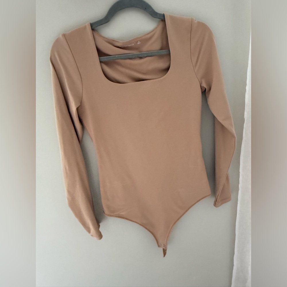 Abercrombie & Fitch Beige Long Sleeve Bodysuit